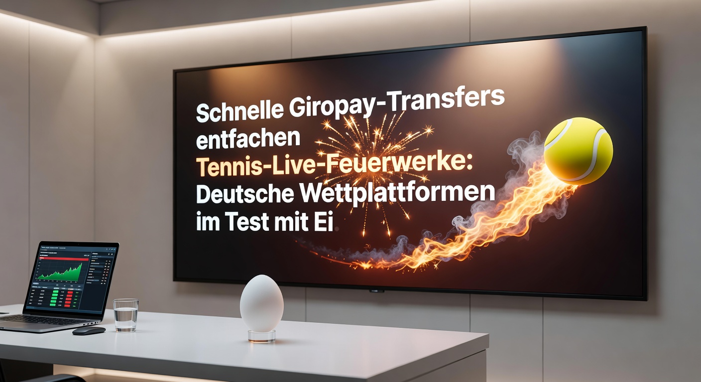 Giropay-App auf Smartphone neben Tennis-Live-Quoten, illustrierend blitzschnelle Einzahlungen während eines Matches