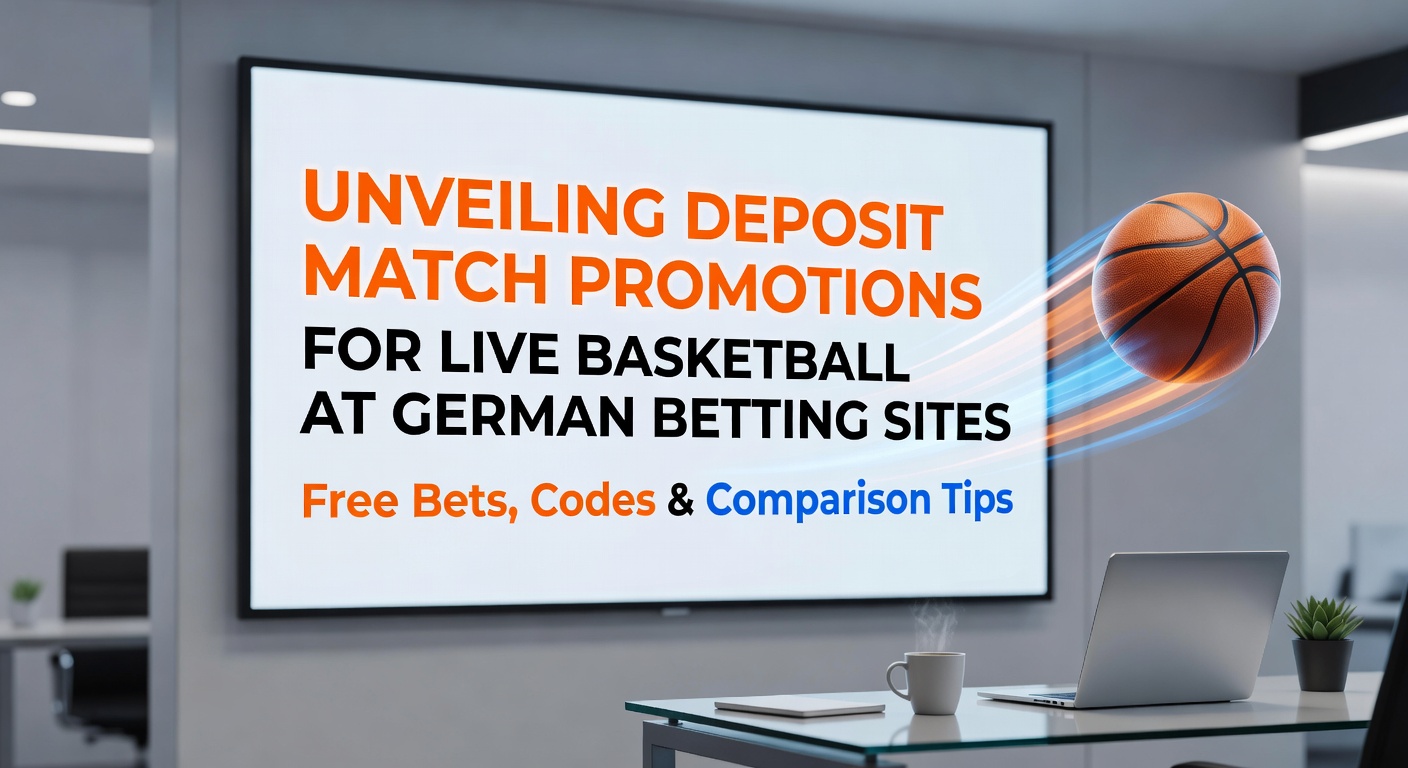 Basketball-Spieler im Live-Match mit Wett-Overlay und Deposit-Match-Promo-Hinweis